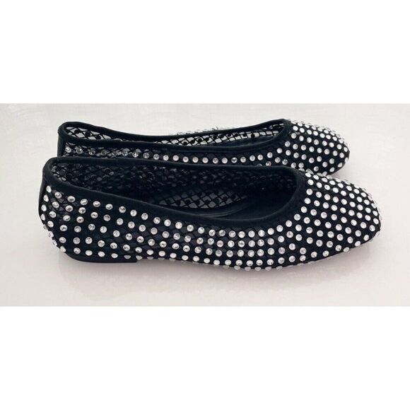 Rita Ora Primark Black Crystal Diamond‎ Ballerina Flats Shoes Size US 7 - Picture 1 of 5